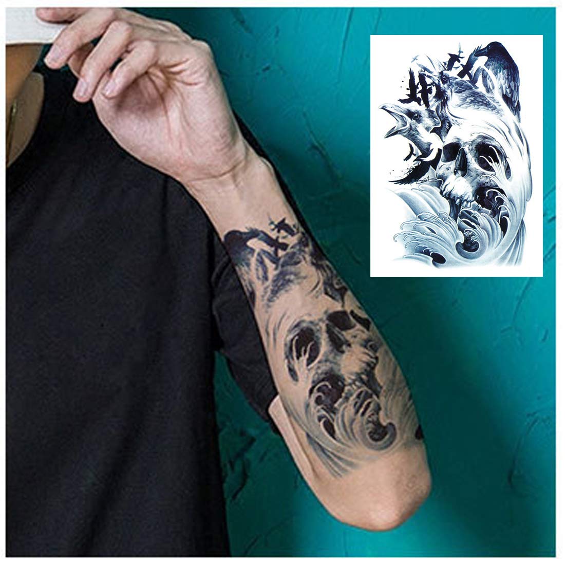 Amazon.com : Ooopsiun 10 Sheets Large Arm Temporary Tattoos For Men Adults,  Skull Skeleton Fake Arm Tattoo stickers Halloween Day of the Dead : Beauty  & Personal Care
