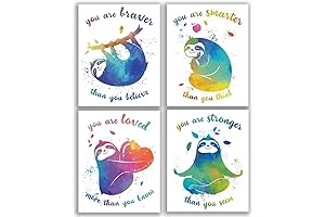 CHIEN-CHI LILI Sloth Inspirational Words Watercolor Print Set