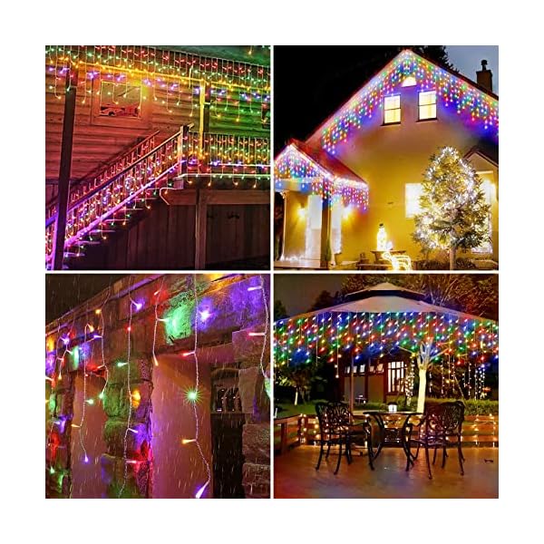 JIMACRO Solar LED String Lichter, 32pcsx0.8M 256 LED Lichtvorhang Weihnachtsbeleuchtung Außen, 7M Wasserdichte Lichterketten, 8 Modi LED Wasserdichte Lichterkette Außen für die Wandtraufe Dekoration – Bild 8
