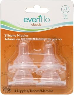 Evenflo Classic Nipples, Slow Flow 0-3 months 4 ea (Pack of 2)
