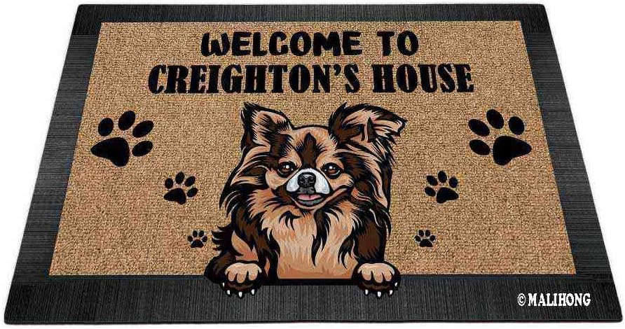 Personalized Welcome to Dog House Doormat with Cartoon Lovely Peeking Puppy Cocker Spaniel Custom Door Mats for Home Decor 23.6 x 15.7 Inch