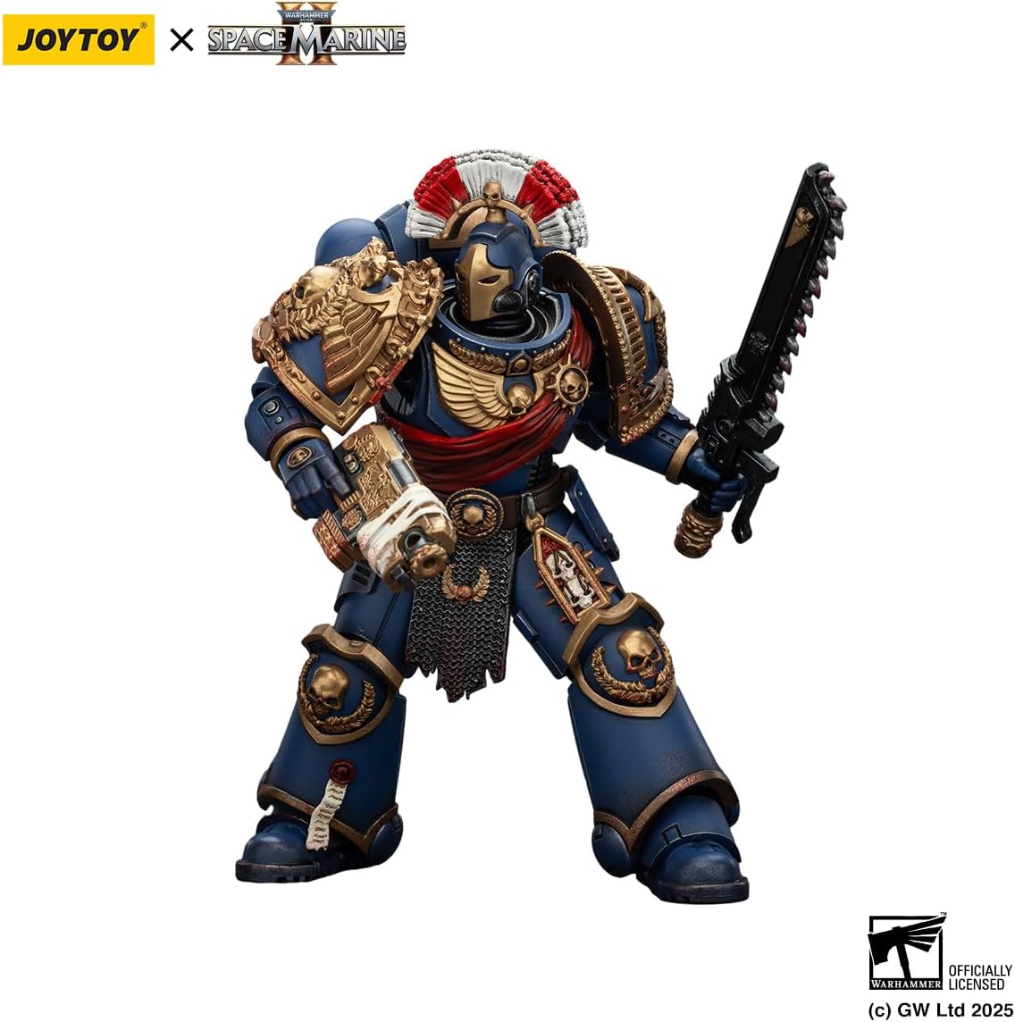JoyToy Warhammer 40K Ultramarines Relic Secundus Armour with Artificer Bolt Rifle, chainsword and Bolt Pistol 1:18 Scale Action Figure Mecha Joy Toy Collection Model 5in