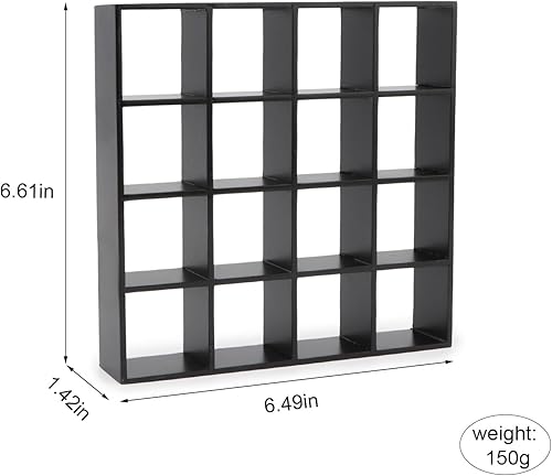 Miniatura 4 de Cutemini Estante de almacenamiento de madera para muebles en miniatura, 16 estantes de rejilla, accesorios de casa de muñecas 112, estante de