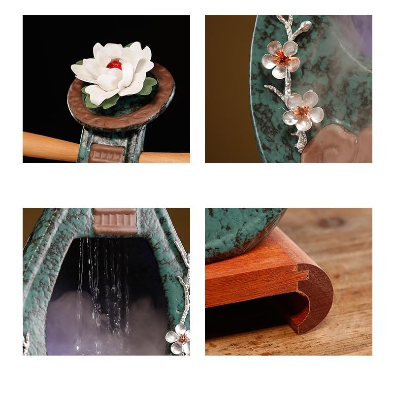 Fuente Decorativa de jardín, Fuente de Agua con Cascada, de cerámica, con función humidificadora, Feng Shui Zen, decoración para salón, Dormitorio, Oficina