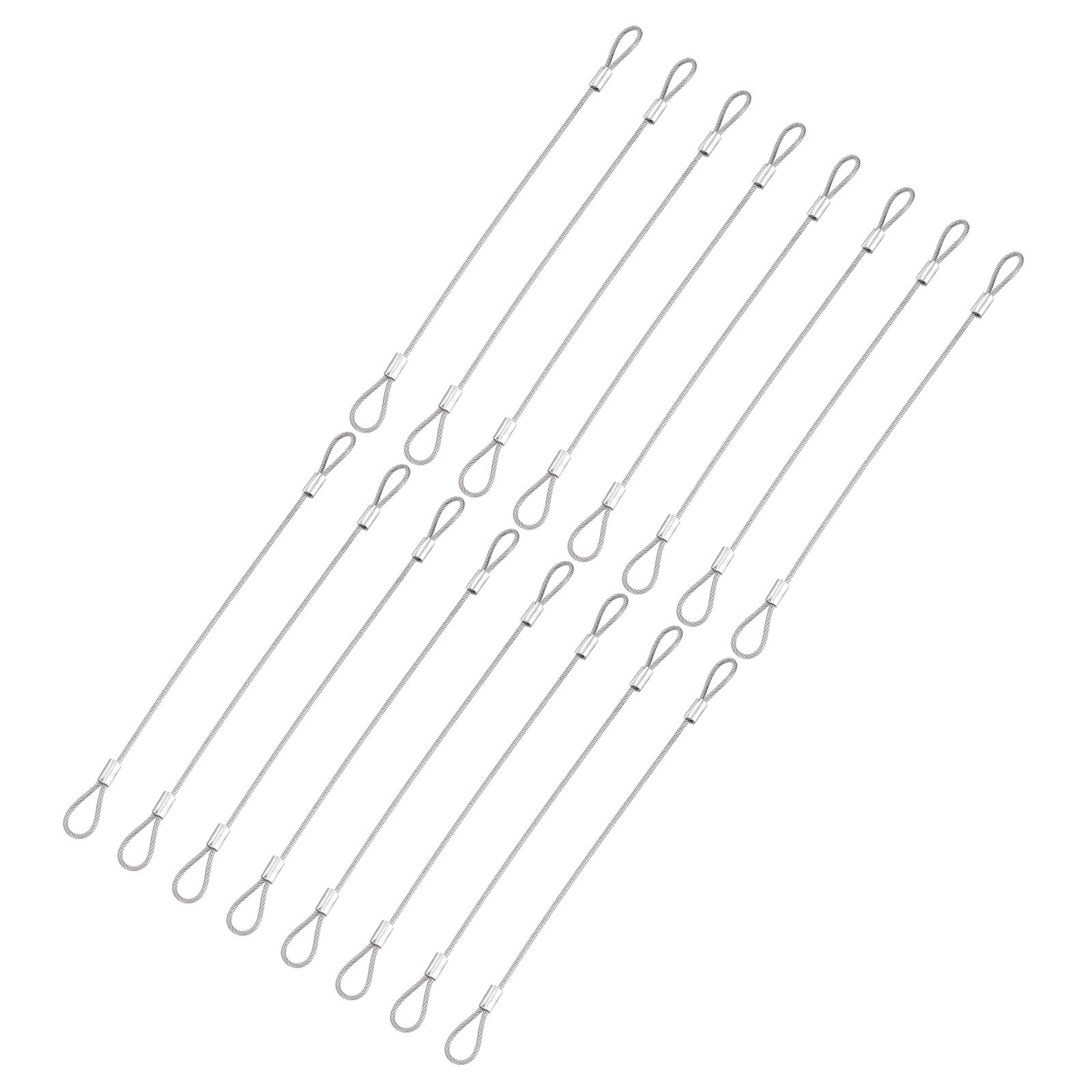 sourcing map 16 Pcs Security Cable Lock - Double Loop Cable (0.66 ft x 0.08 Inch), Silver — image 1