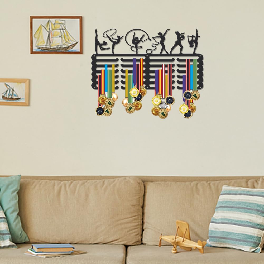 SUPERDANT Porta medallas para gimnasia porta medallas para gimnasia sincronizada porta medallas personalizado para gimnastas 6 Filas porta medallas de capacidad potenciados Decor Para Colgar Medallas
