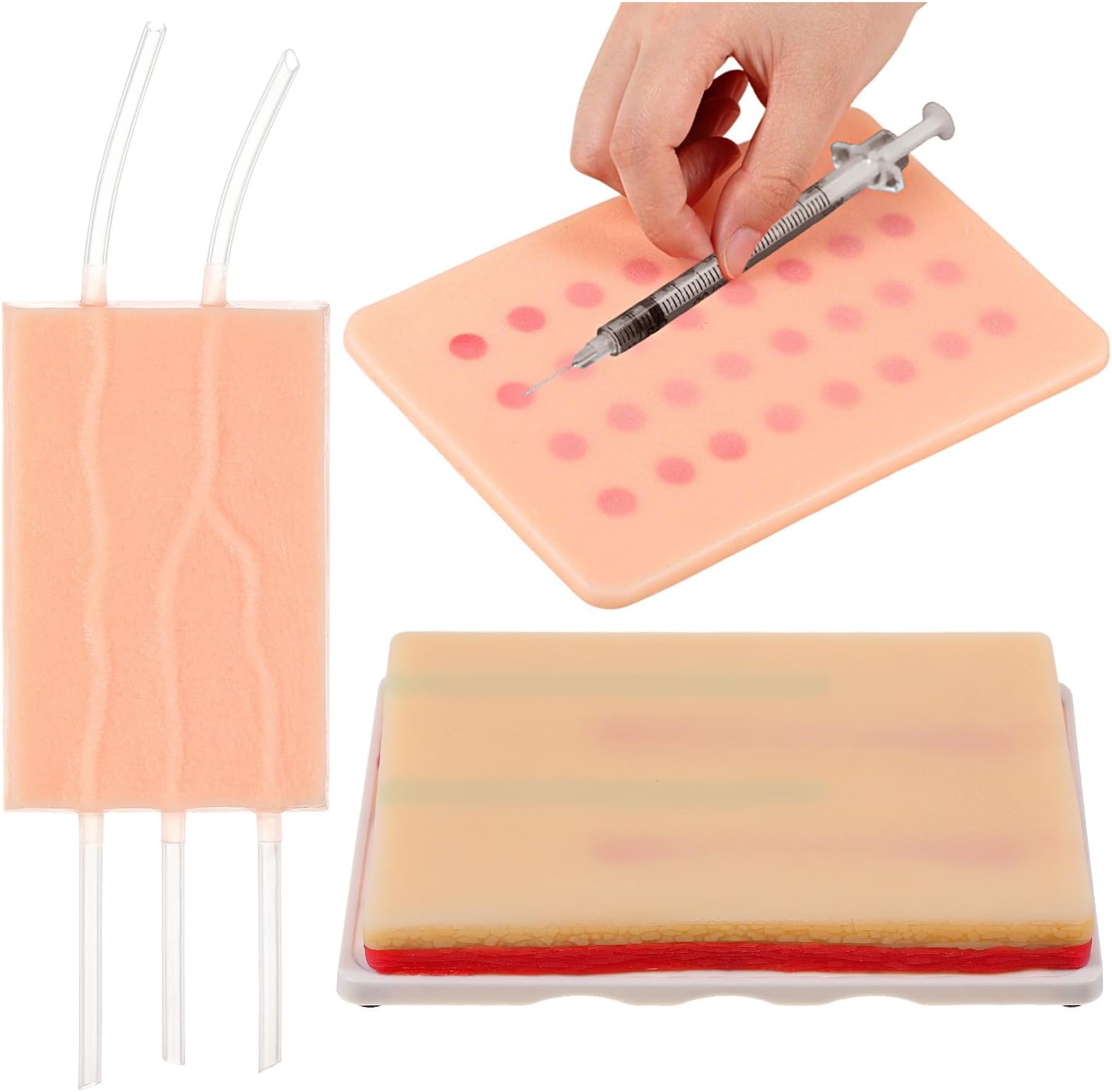 3 Pcs Iv Practice Kit Injection Practice Pad with 32 Injection Spots 4 Veins Imbedded 3 Skin Layers for Nurse School Education Essentials