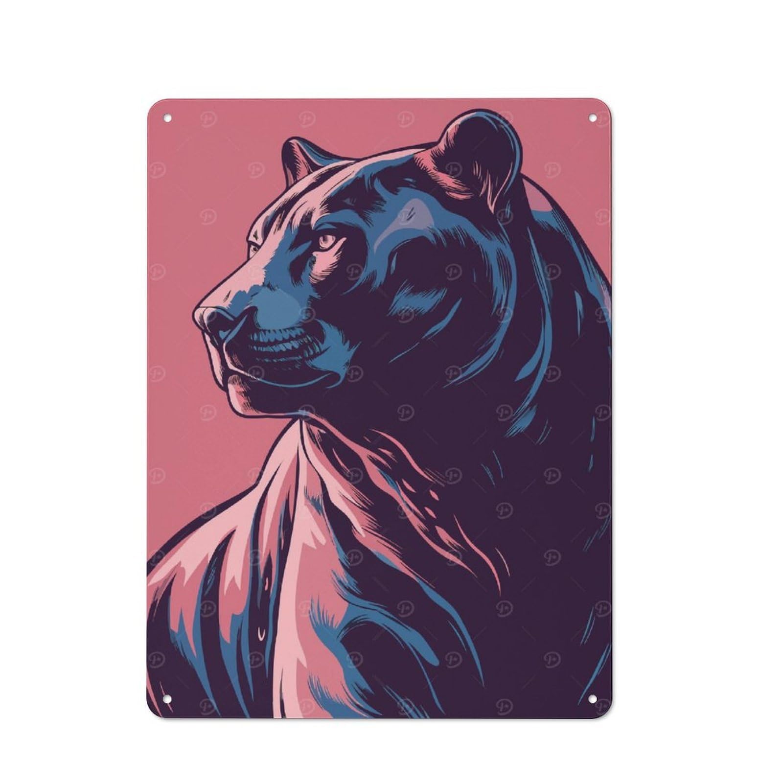 Junmoney Stylized Panther Portrait Retro Tin Sign 40X30cm For Bar Or Restaurant, For Collectors Of Retro Metal Wall Decor