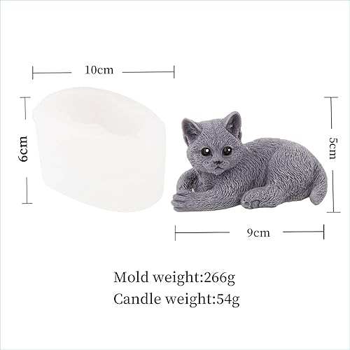 Miniatura 2 de Grainrain Moldes de vela hechos a mano 3D molde de fabricación de velas molde de jabón de silicona animal moldes de vela de gato para hacer velas