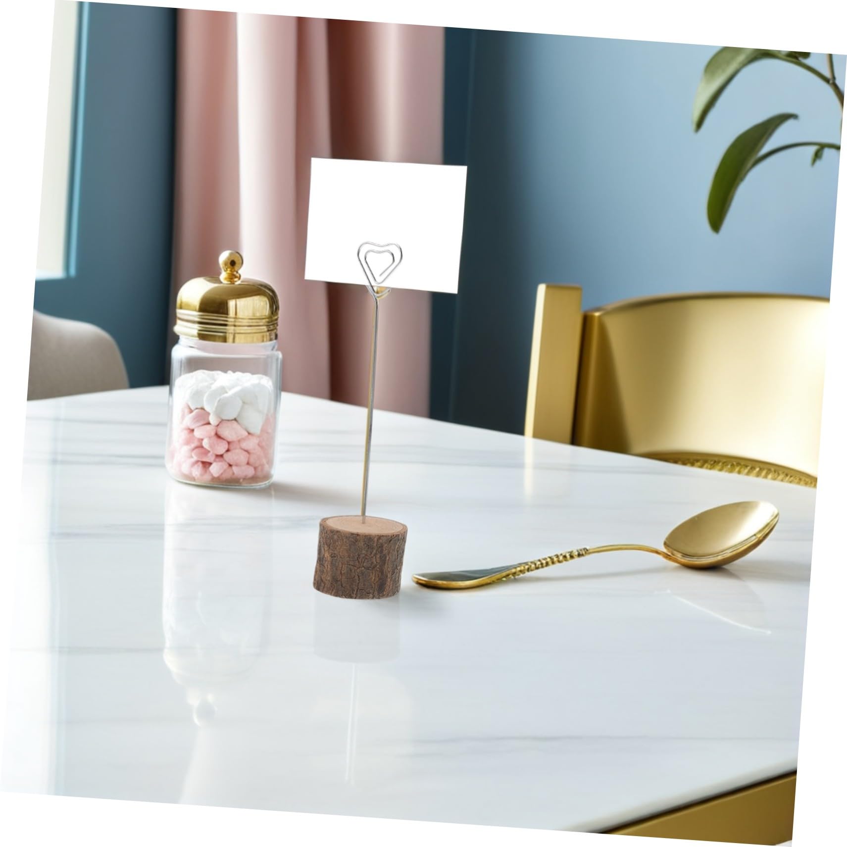 20 Pezzi Porta segnaposto in legno Porta della carta in legno supporto per tavolo per feste di matrimonio per cerimonia espositore per foto Silver