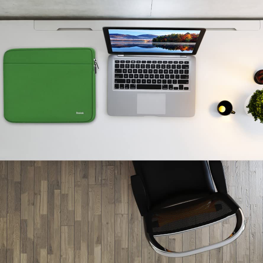 Image of Laptop Sleeve 17 Inch, Shockproof Protective Notebook Case with Accessory Pocket, Briefcase Carrying Bag Compatible with 17-17.3 Inch Laptop, Computer, Notebook, Green
