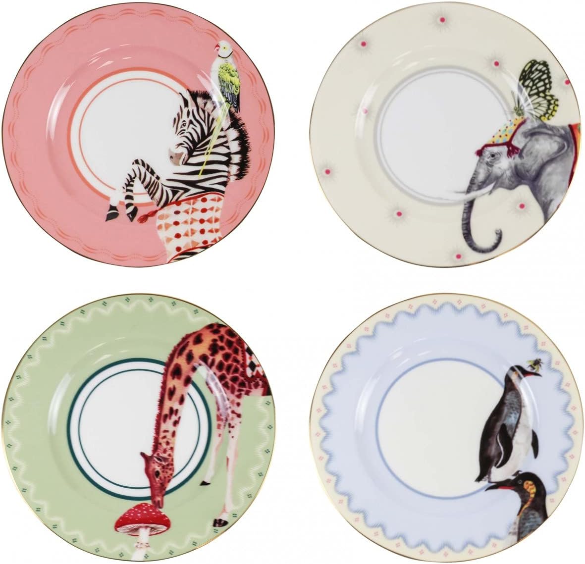 YVONNE ELLENStunning Animal Plates in Fine Bone China (Carnival Animal Tea)