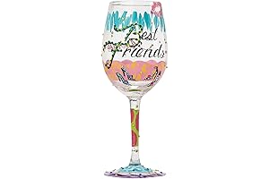 Lolita Best Friends Always Artisan Painted Wine Glass