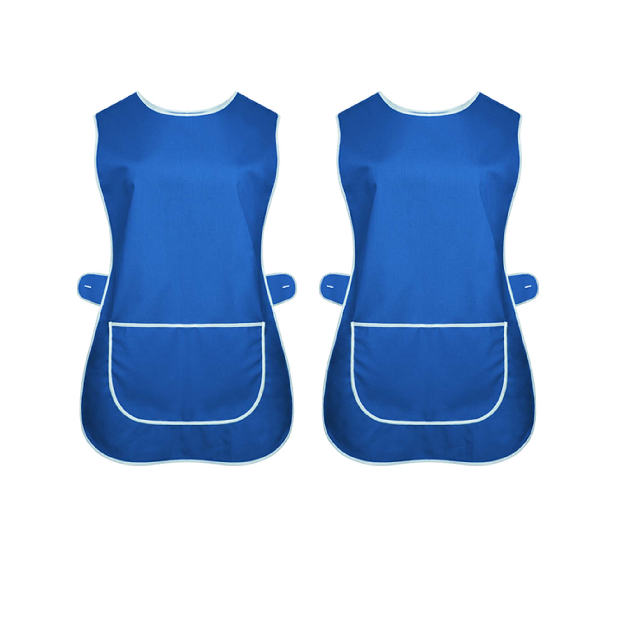 Indx-Clothing Women's Royal Blue / Pack Of 2 Tabard Apron Kitchen Overall Catering Tabbard Cleaning Pocket (Royal Blue/Pack Of 2, Large)