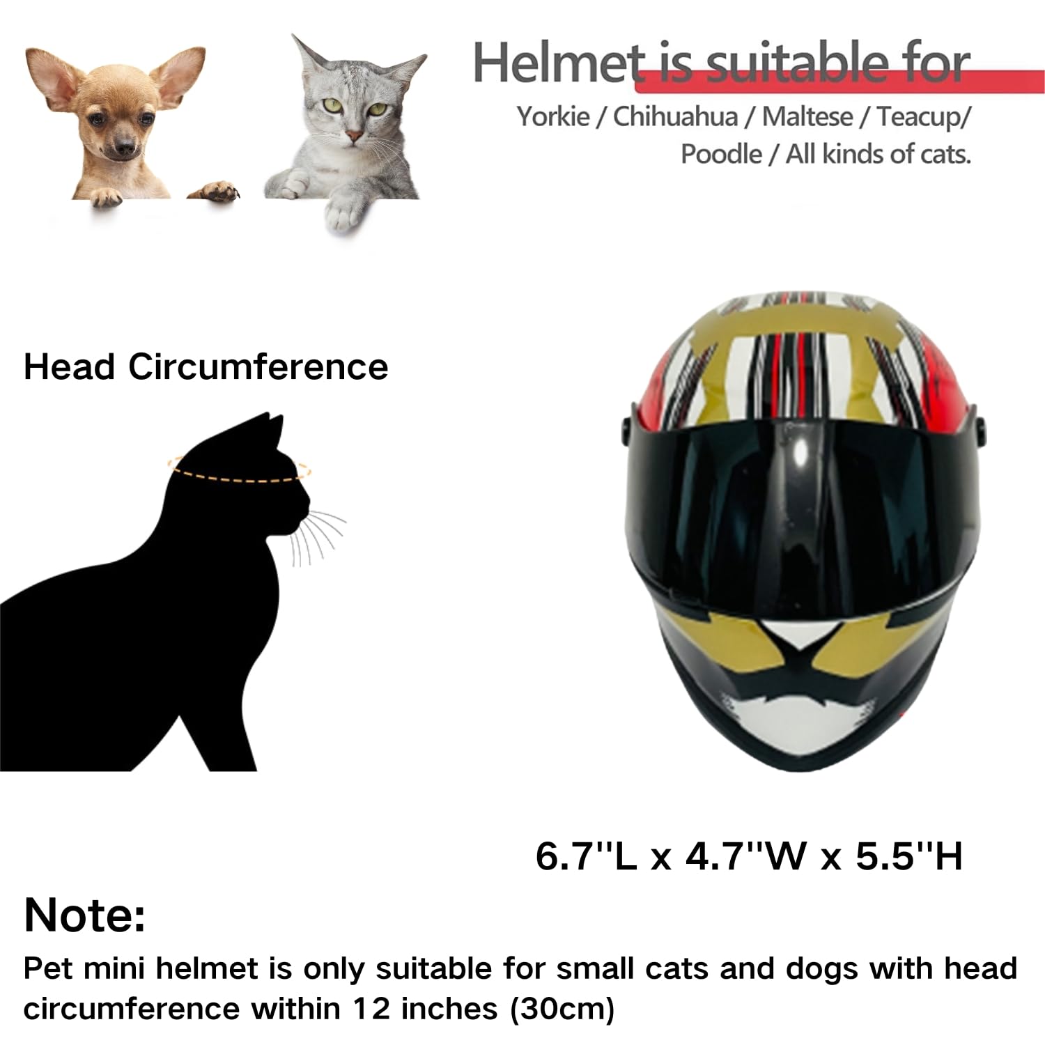 FORZENA Dog Motorcycle Helmet Cat Full Face Motorcycle Helmet Outdoor Motorcycle Bike Riding Helmet Hat for Doggie Puppy Kitten Pet Supplies Racing Car Fan Collectible Small Gift (Red)
