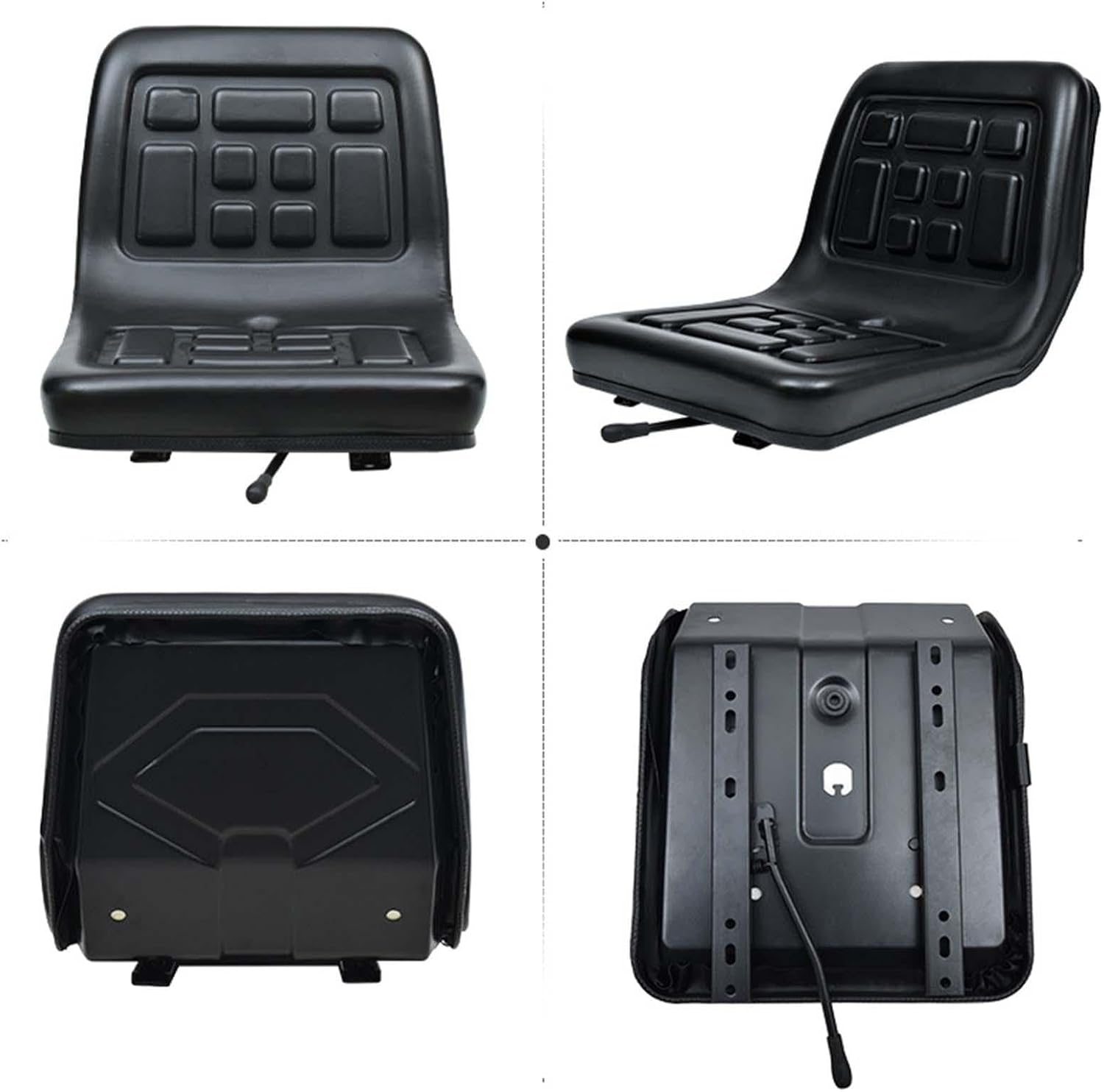 Tractor Seat Lawn Mower Seat Comfortable PU Leather with Back Rest Harvesters Seat Universal for Rice Transplanters Excavator, Slide Rail Model