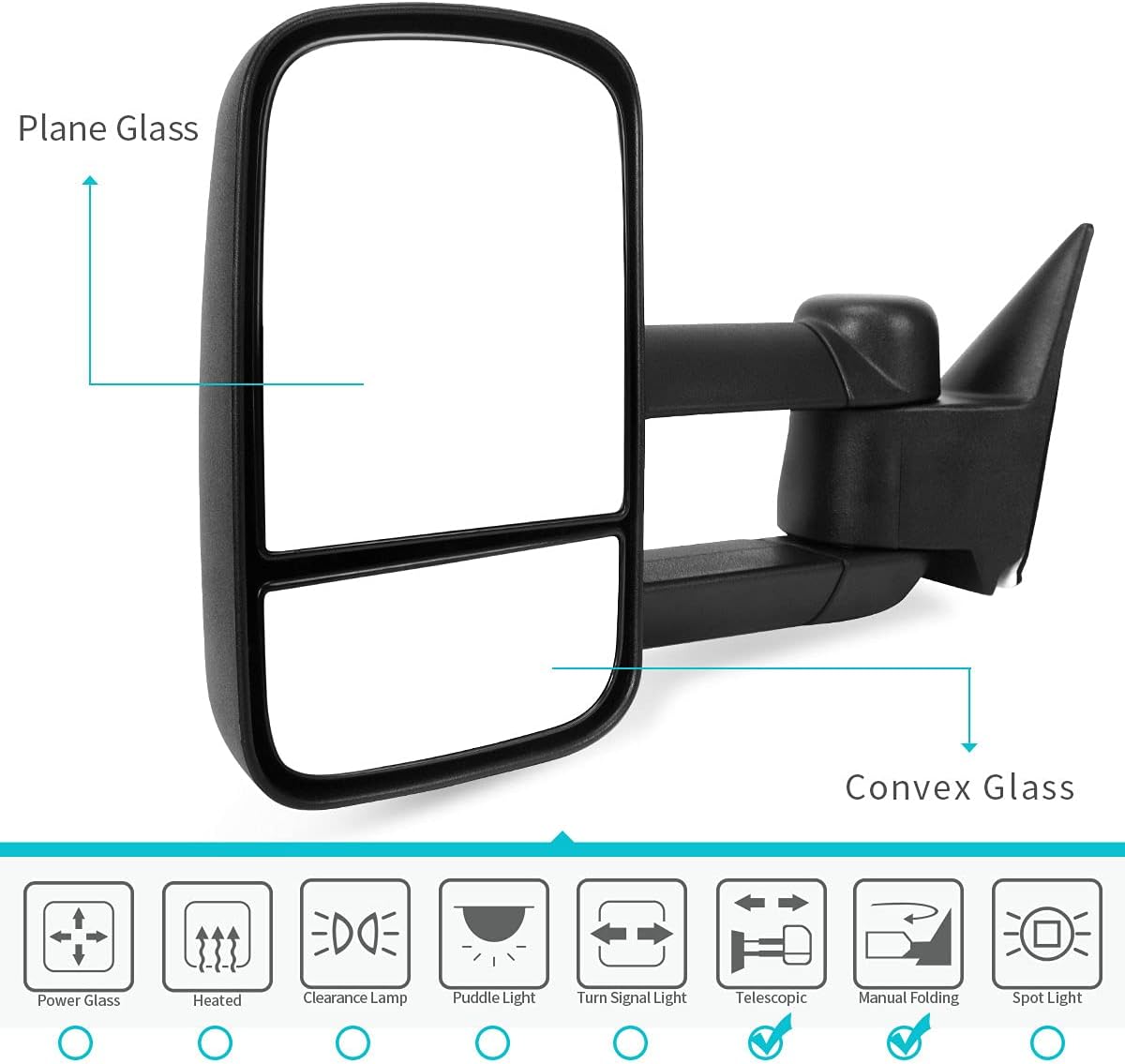 Best Deal Product YITAMOTOR Towing Mirrors Compatible with 88-98 Chevy GMC C/K 1500 2500 3500 Pickup Pair Set Manual Extendable Side Mirrors