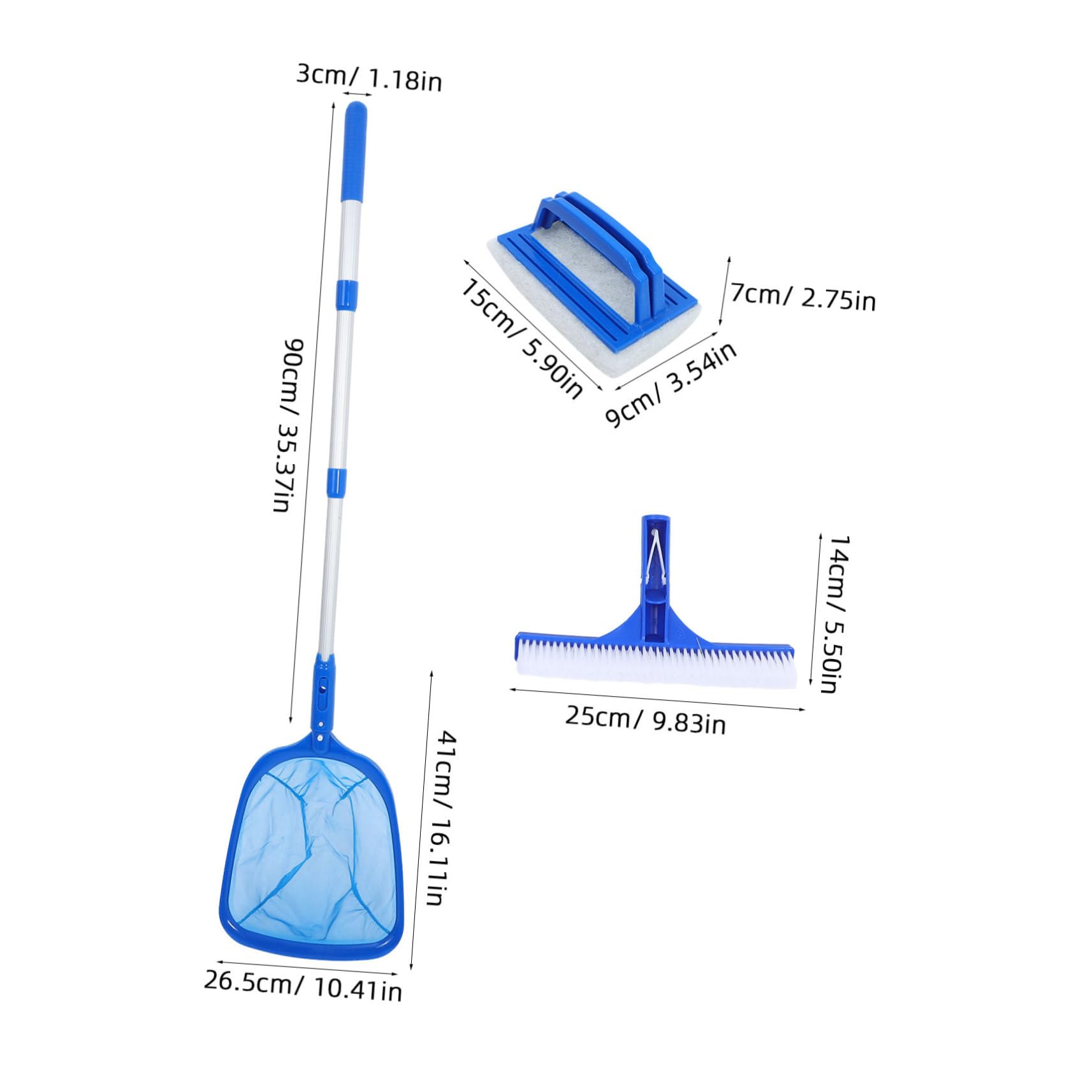 Supvox Bodensauger und Poolbürste aus Aluminiumlegierung mit Teleskop Poolstange Pool Skimmer für Effektive Reinigung von Schwimmbeckenwänden und Aufblasbaren Pools