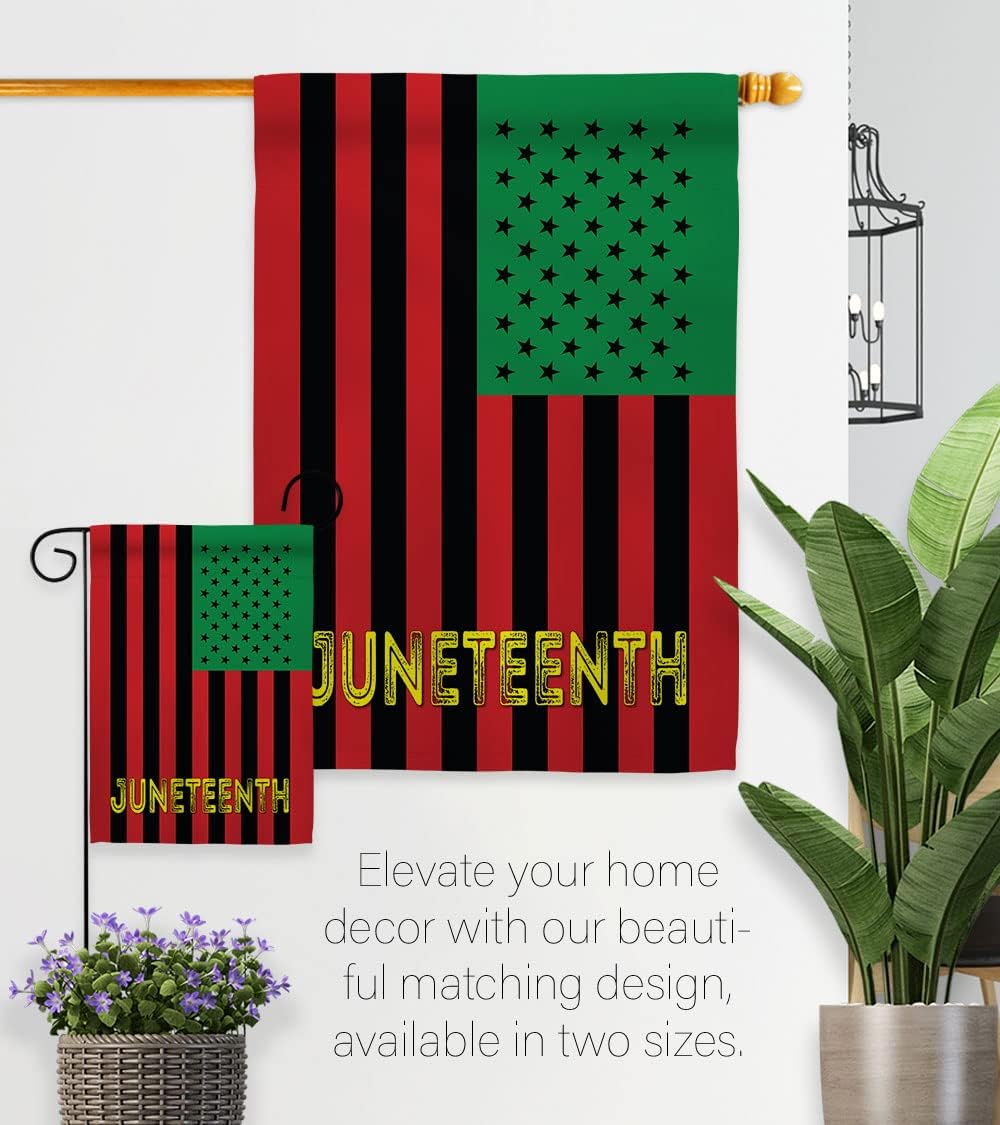 Juneteenth American House Flag - Set Patriotic Historic July Memorial Veteran Independence United State - Decoration Banner Small Garden Yard Gift Double-Sided Made in USA 28 X 40