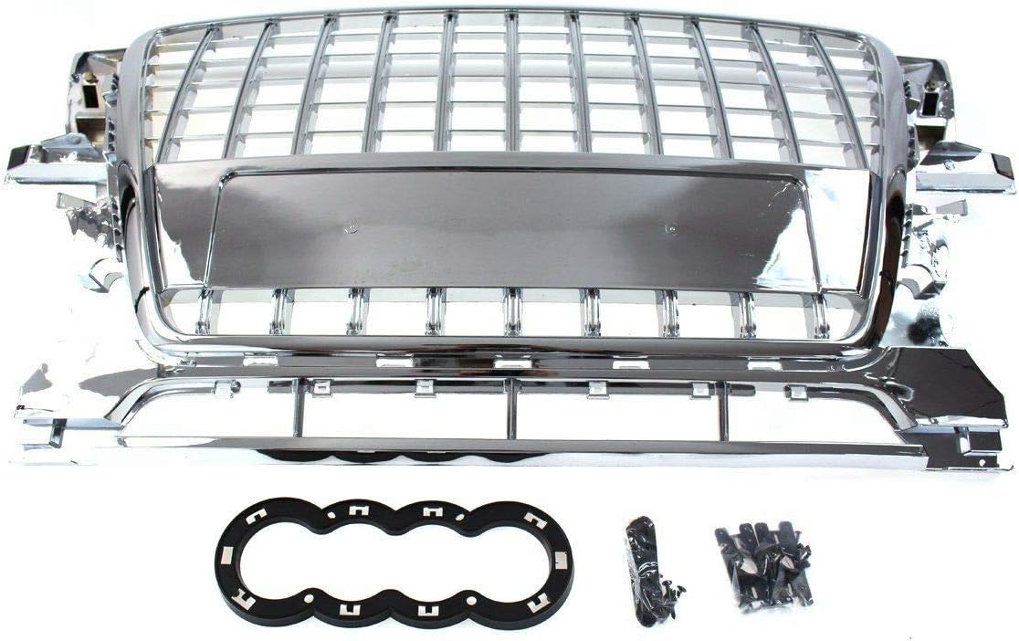 Front Sport Grill compatible with Audi Q5 8R Chrome 2009 2010 2011 2012 Pdc E-4428 Front Grill Front Central Grill Sport Honeycomb Mesh Grille Sport