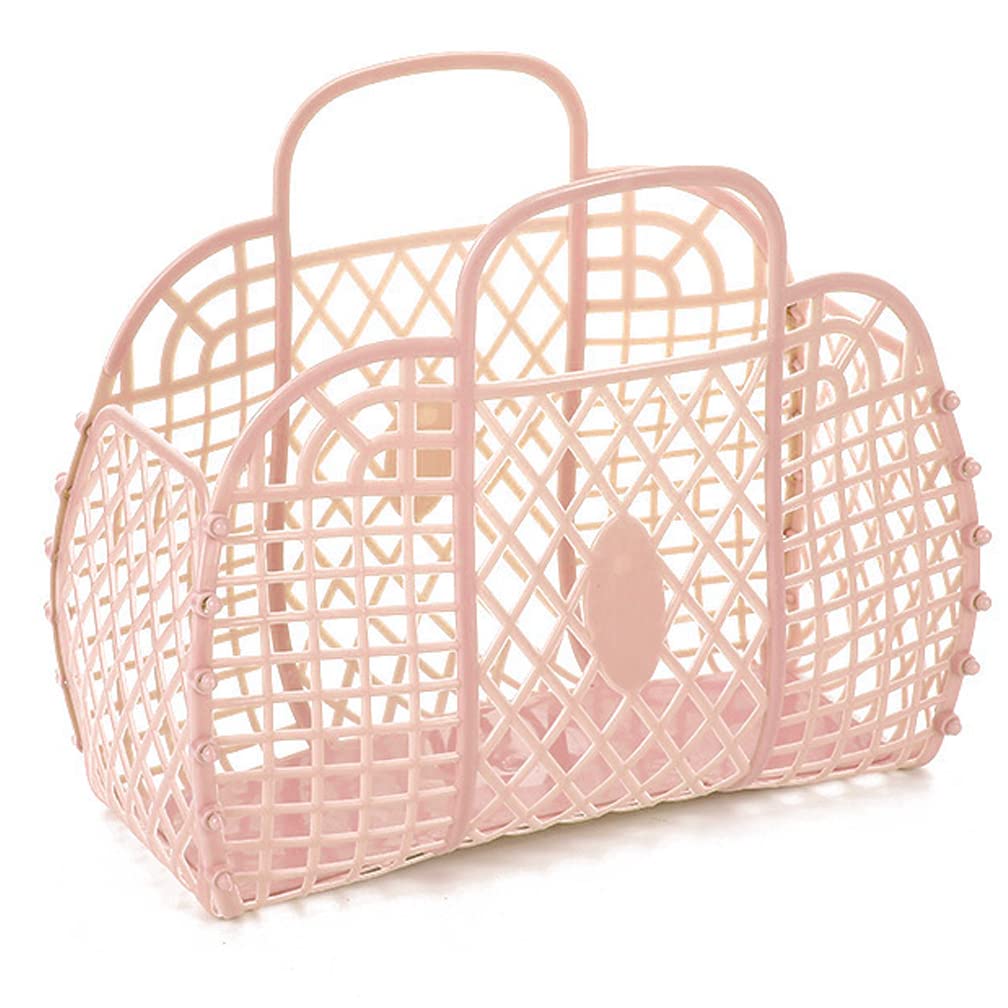 MUZHI Toddler Purse Ideal Gift Baskets Little Girl Purse Easter Basket Personalized Retro Jelly Bag 80s jelly handbag beach bag (02 Latte)