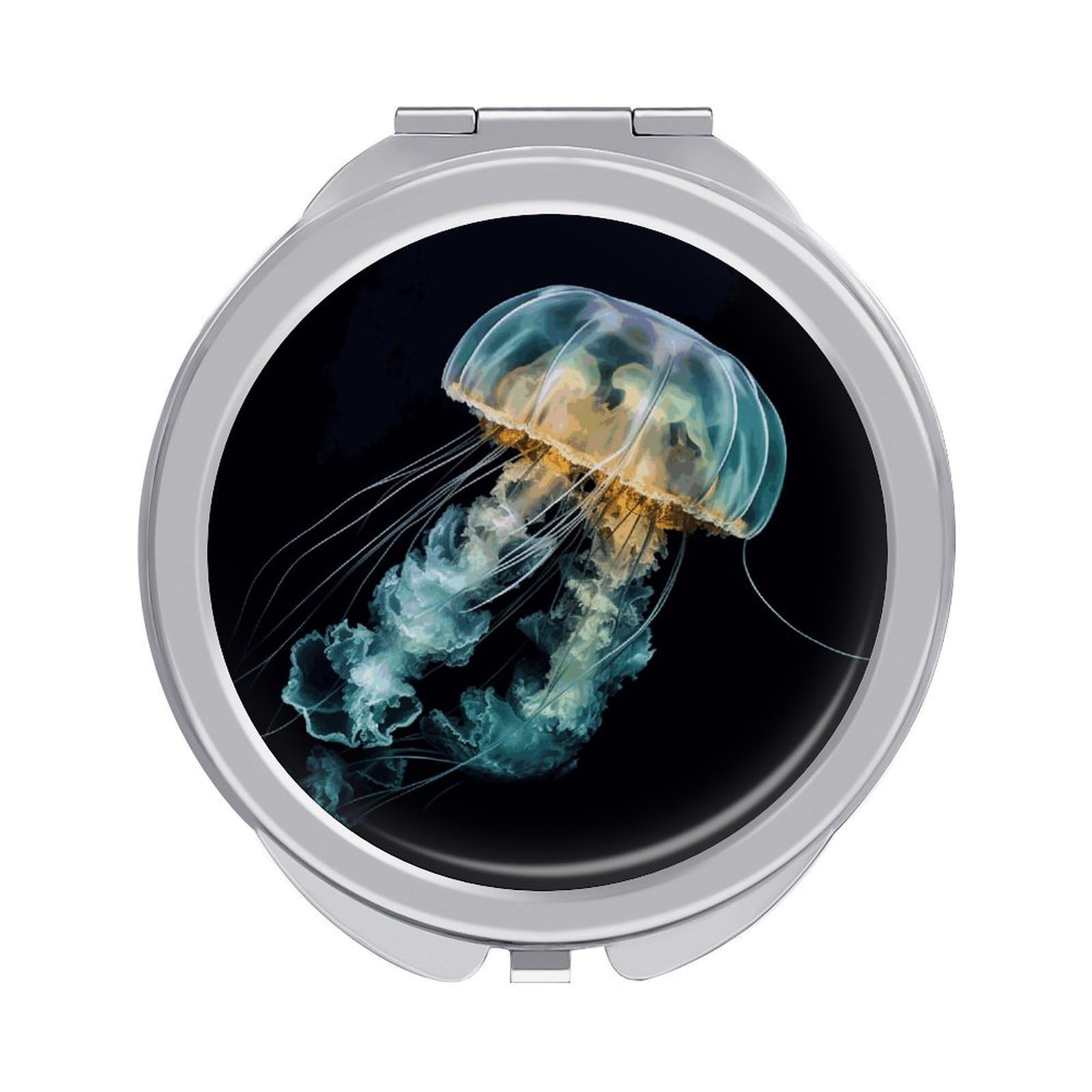 Fekiloot Style Jellyfish2 Travel Makeup Mirror Handheld Compact Mirror Portable Pocket Mirror Double-Sided 1X/2X Magnifying For Handbag And Purses