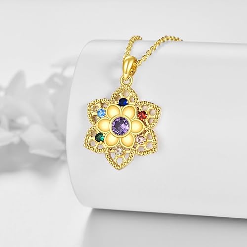 Miniatura 2 de SILBAZ Collar de loto, collar de chakra de loto, collar con colgante de 7 chakras, collar de yoga, loto chakra, joyería de regalo para mujeres,