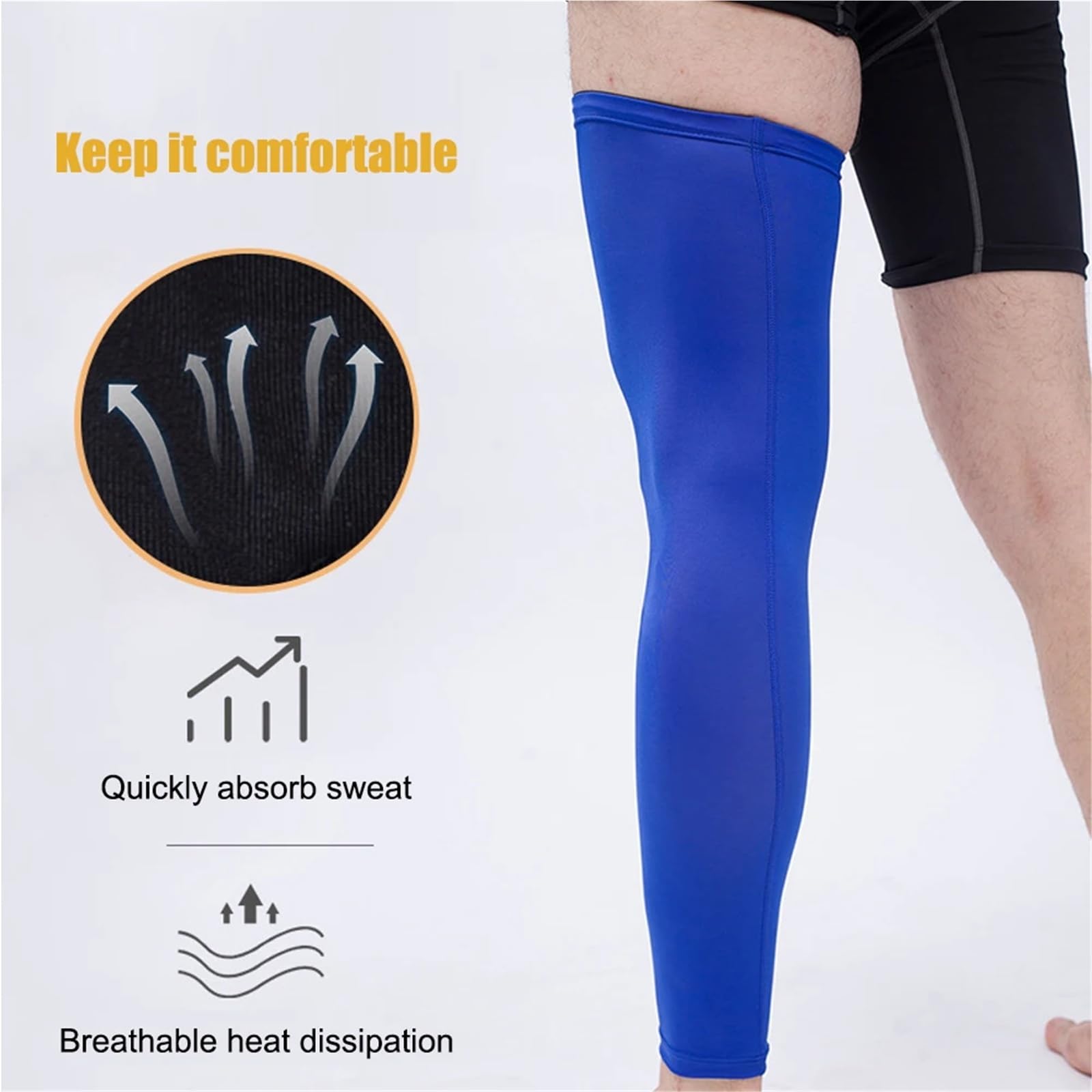 Rodillera Compresion 1 par de mangas compresión pierna longitud completa for deportes, rodilleras, protección, largas for hombres y mujeres, baloncesto, fútbol, ​​correr