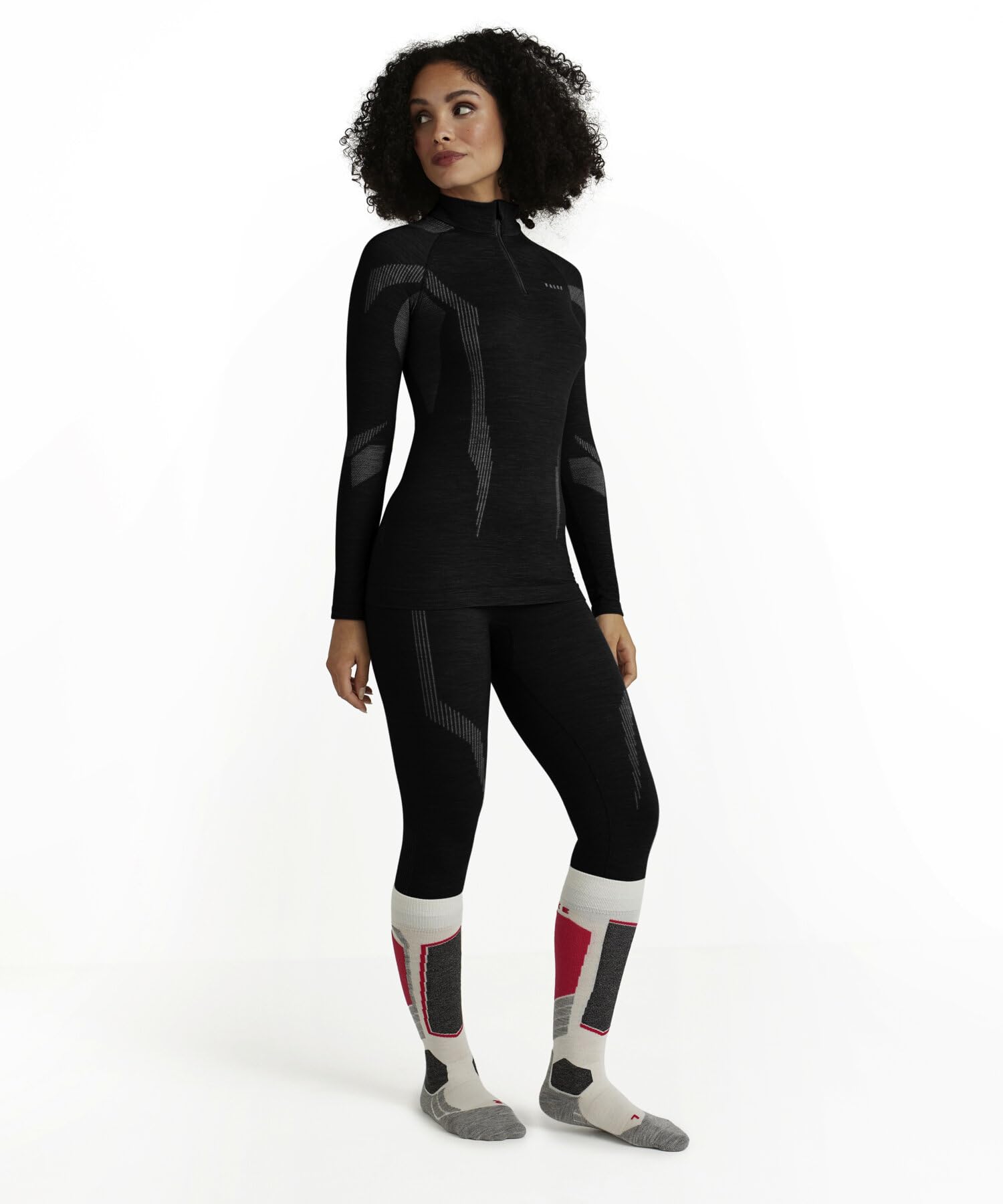 Falke Donna Wool-Tech Zip Maglia Sportiva Tecnica Manica Lunga Intimo Funzionale Termico per Clima Freddo Traspiranti termoregolanti antiodore sostenibili Lana Filo Funzionale 1 Pezzo | in lana merino per temperature da fredde a molto fredde