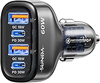 Vista 11 de Cargador de coche USB-C de 6 puertos, 123 W rápido, PD 45 W compatible con iPhone16/Galaxy/Samsung S24, adaptador de encendedor de cigarrillos