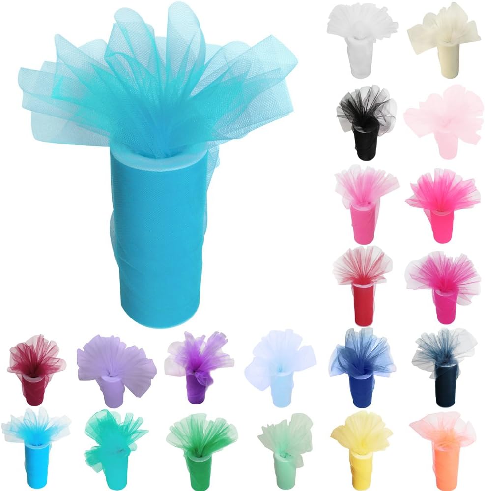 Time to Sparkle 6 Inchs x 25yards/75FT Tulle Roll Spool Tutu Party Birthday Wraping Crafts Bridal Bow Skirt Wedding Decor, Aqua