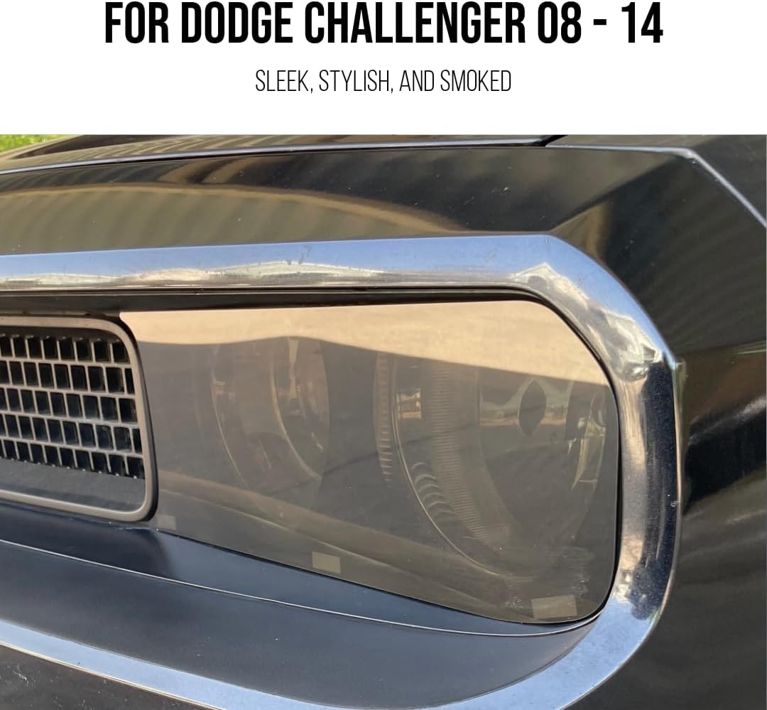 Smoked Acrylic Light Covers for 2008-2014 Dodge Challenger (Head Light Covers)