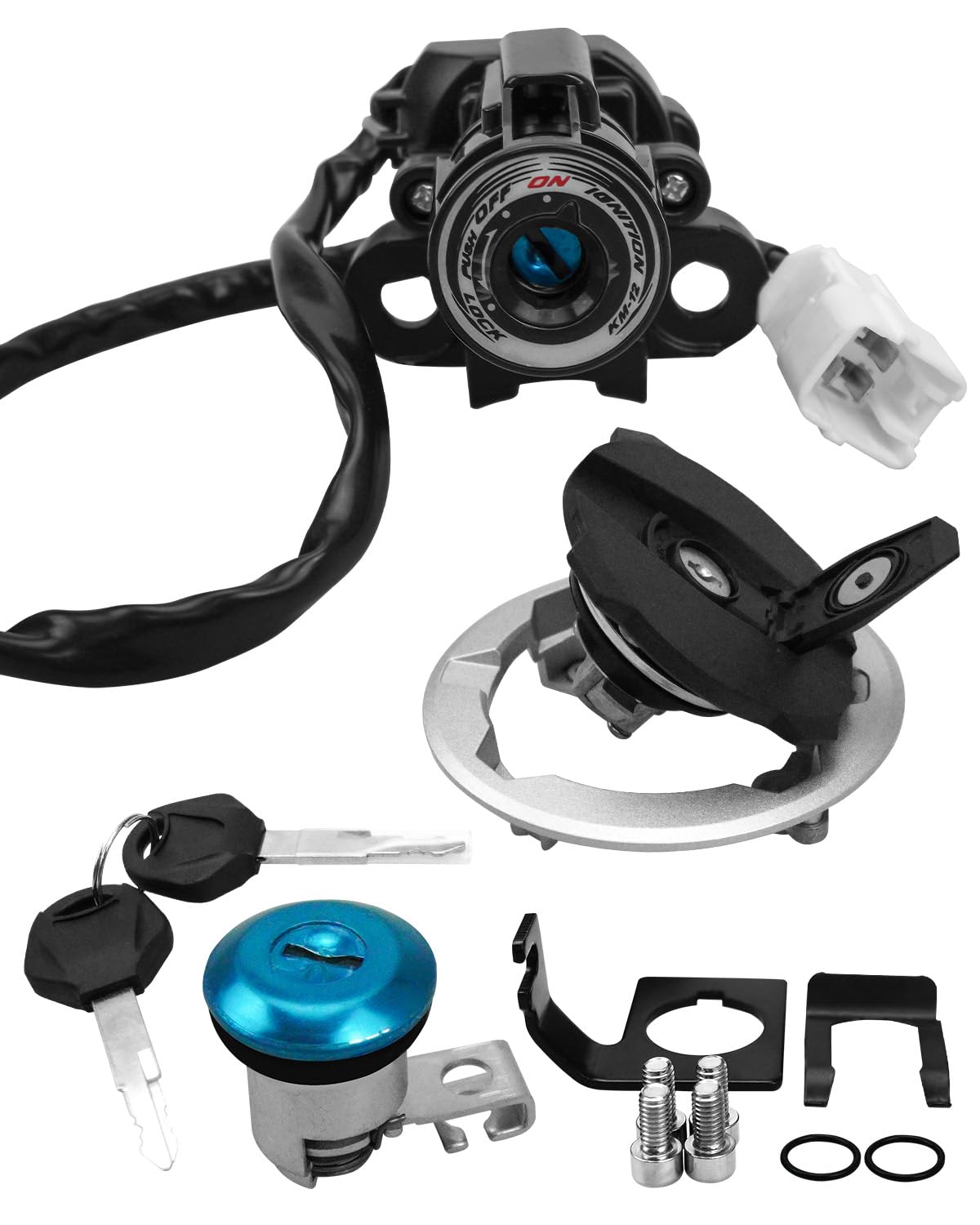 Ignition Switch Fuel Gas Cap Seat Lock Key Set Fit for Kawasaki Ninja 400 Z400 2018 2019 2020 2021 2022 2023 Full Car Lock