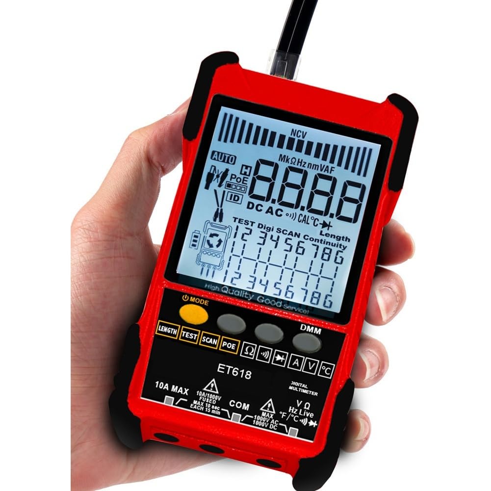 Tester di Cavi di Rete Portatile con Display LCD Abbinato, Analogico, Ricerca Digitale, Tester di Cavi Multifunzionale di Alta Qualità