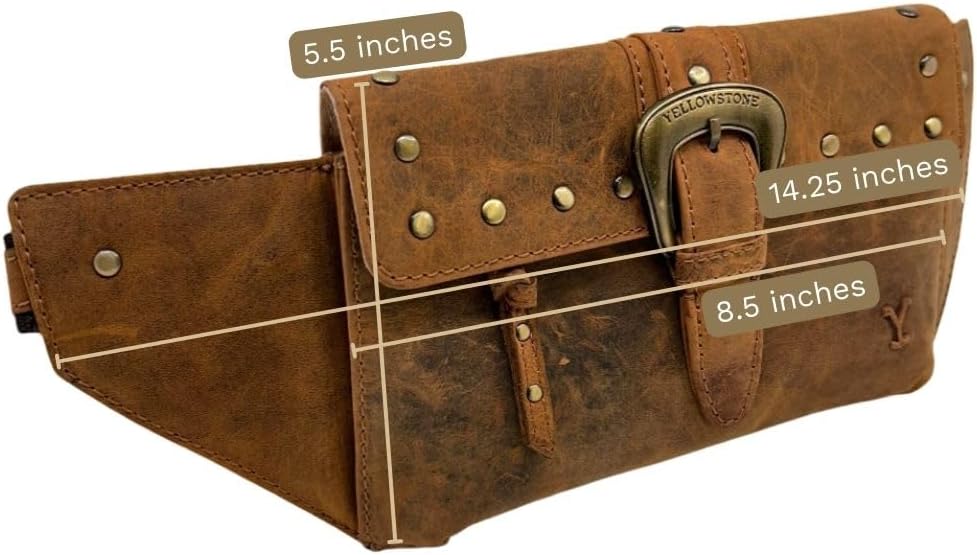 Myra Bag Western Leather Fanny Pack for Women - Officially Licensed Yellowstone Studded Belt Bag - Amber - Image 2