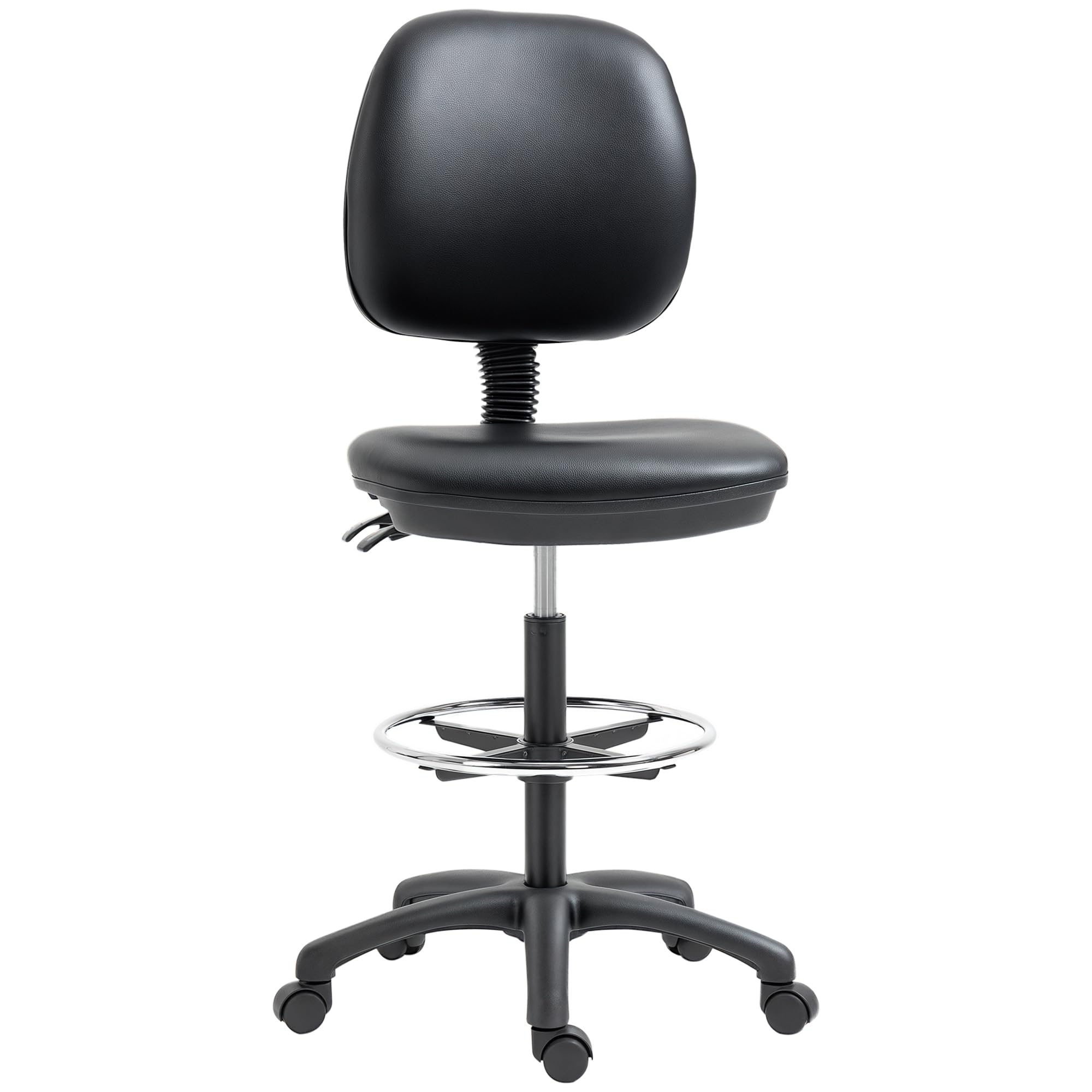 Vinsetto Tabouret à Roulette Tabouret pivotant réglable en Hauteur de 69-91 cm Dossier inclinable et Repose-Pieds réglable