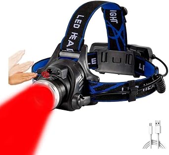 Rechargeable Red Light Headlamp, Motion Sensor Super Bright Headlight