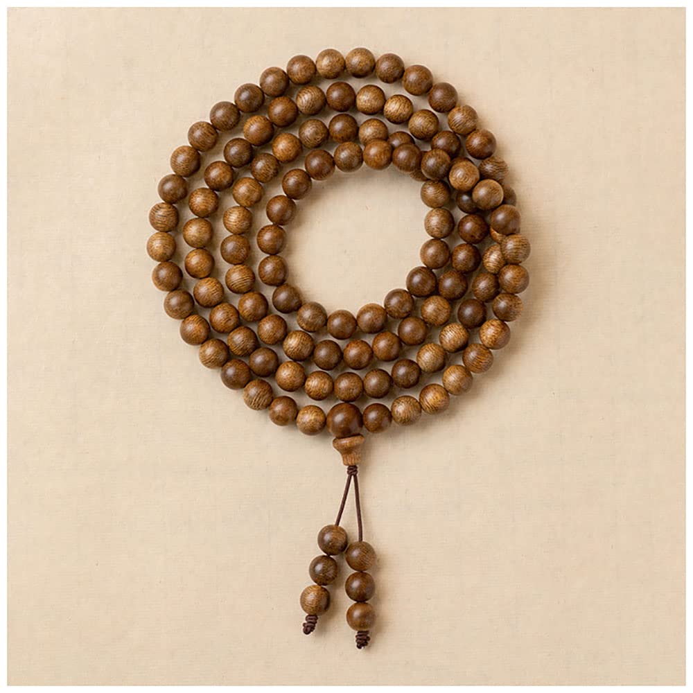 Unisex Natural 108 Sandelholzperlen Armband Mala Tibetan Buddha Agarwood Halskette für Gebetsmeditation, 8mm