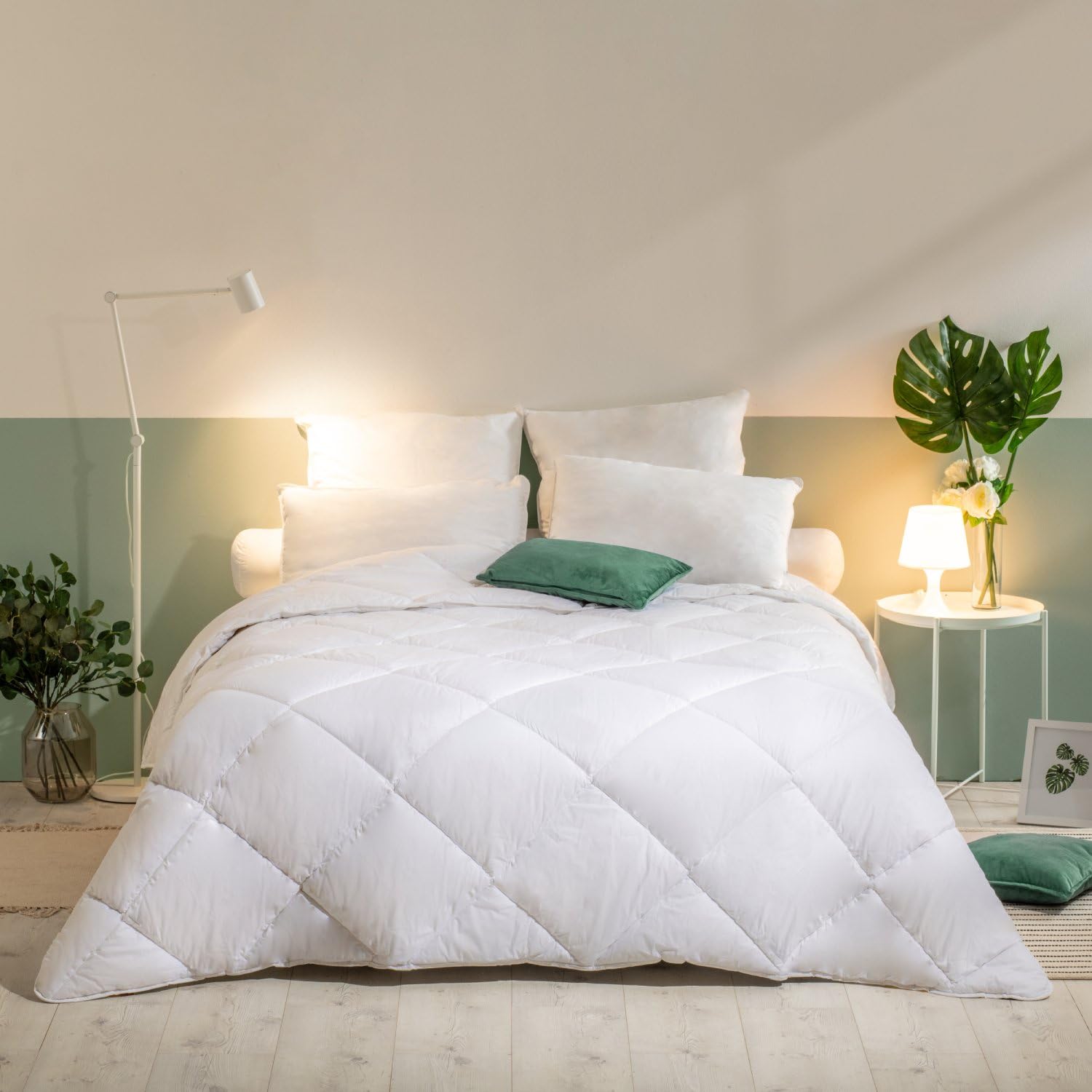 Bleu Câlin Microfibre/Polyester Duvet, White, white, 140 x 200 cm