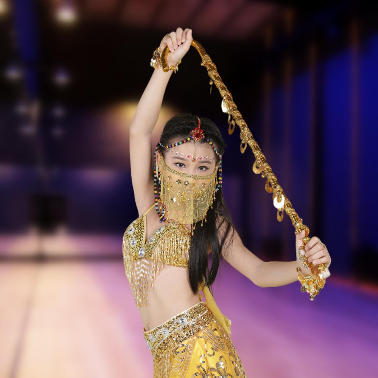 Belly Dance Face Veil for Girls, Arabian Nights Outfit for Women, Halloween Cosplay Costume Gift for Girls & Women - Image 4