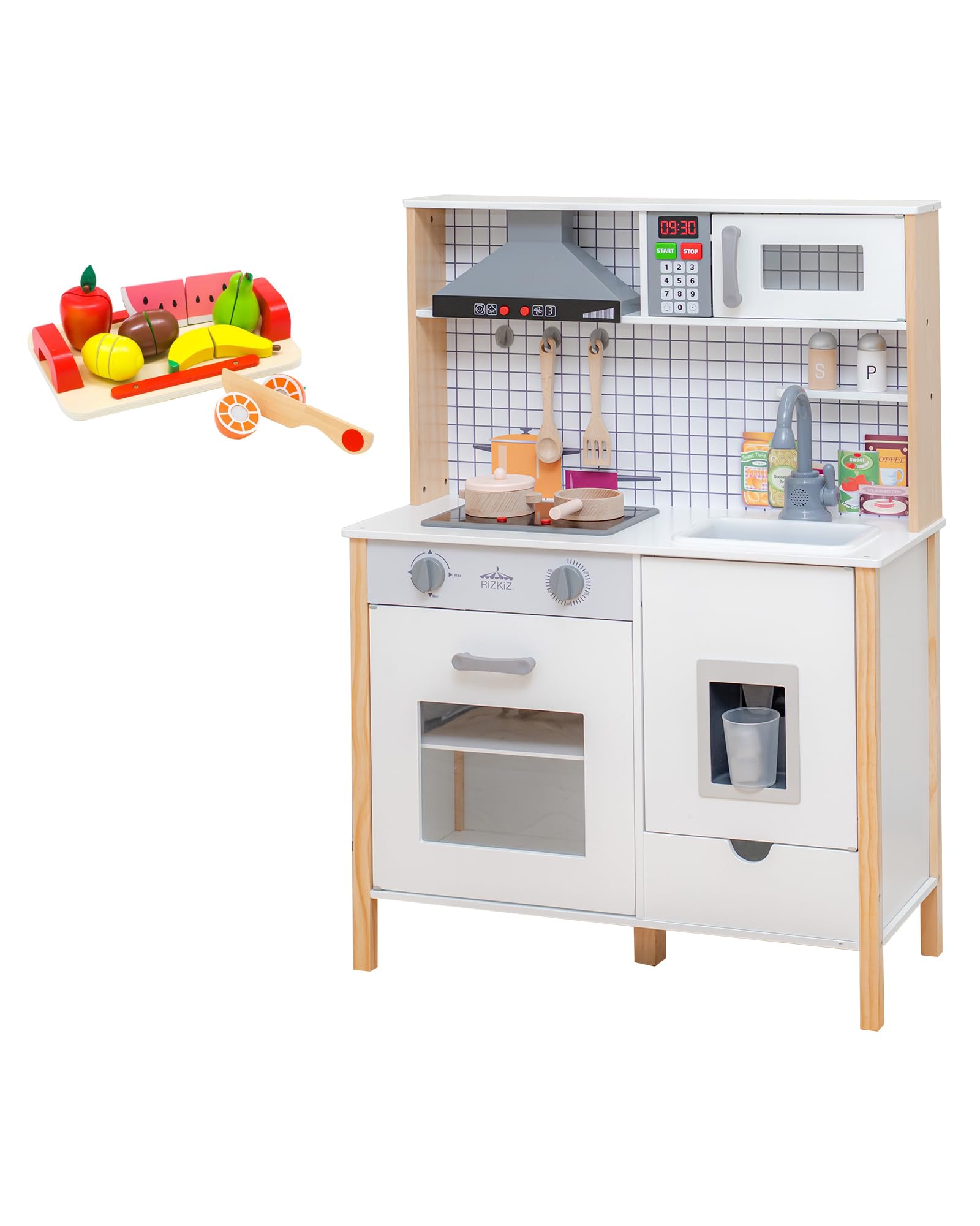 Amazon | RiZKiZ ままごとキッチン 木製 リアル蛇口音 おままごと