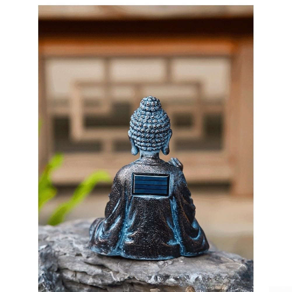 Statua dipinta a mano del Buddha della resina alimentata solare per all'aperto per zen