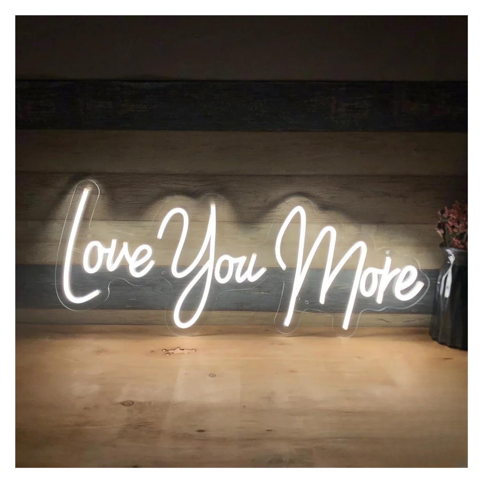 LEMST Sign Lamp Love You More Wedding Neon Light Sign for Engagement Proposal Party Lighting Wall Decor(White,60X27cm)