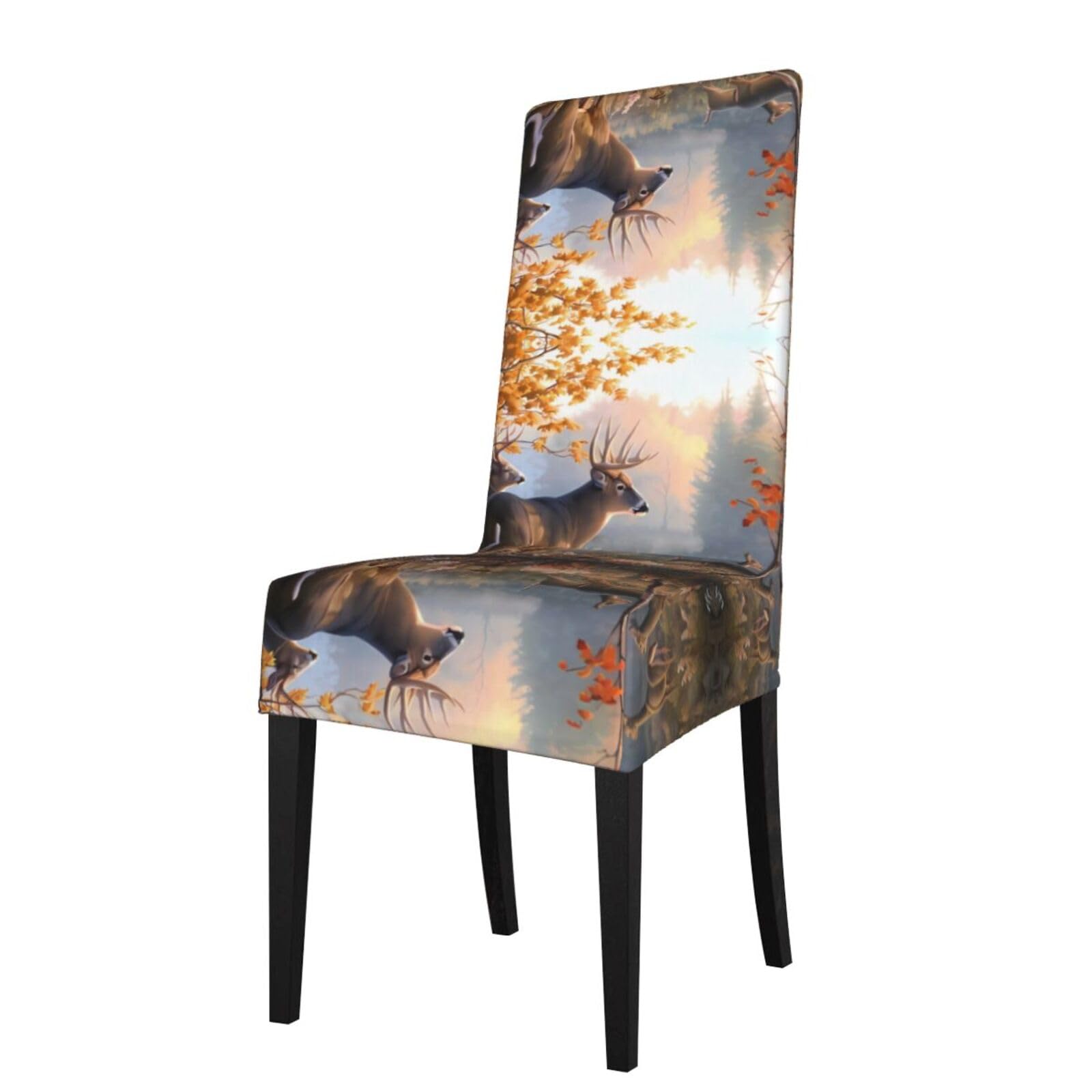 YYHWHJDE Cute Deers Prints Protection Cover for Dining Chair – Stretchable Slipcovers for a Refreshing Dining Room Makeover