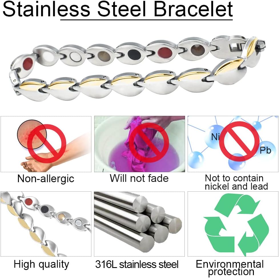 KYOSI Magnetic Bracelets for Women Stainless Steel Womens Magnet Bracelet Leaf Shape Fashion Christmas Gift - Image 7