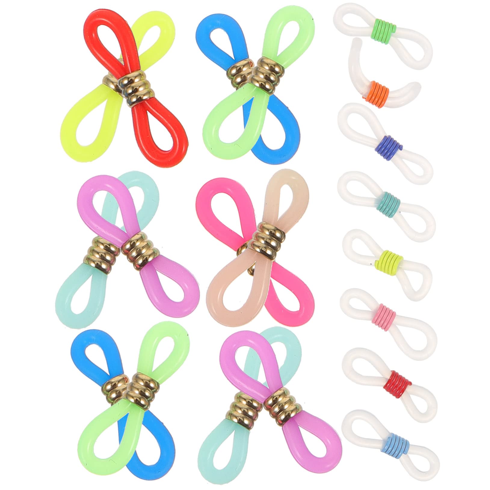60 Pièces Connecteurs Antidérapants en Silicone et Métal pour Chaîne de Lunettes, Accessoires Réglables pour Maintien Sûr et Utilisation Sportive Couleur Aléatoire