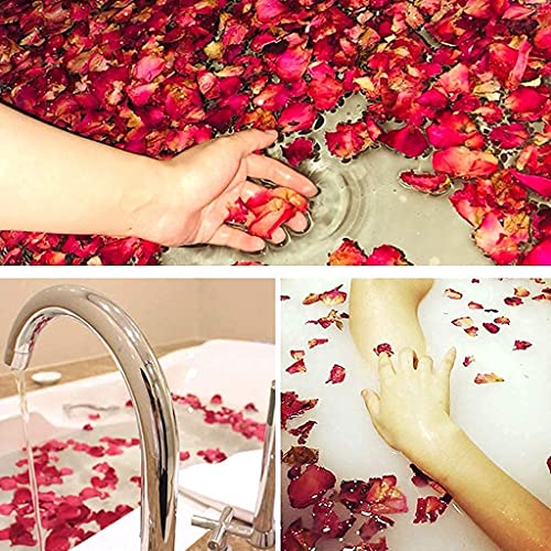 Reccisokz 100G natuurlijke gedroogde rozenblaadjes echte bloem droog rood rozenblaadje voor voetenbad lichaam bad spa… - Image 4