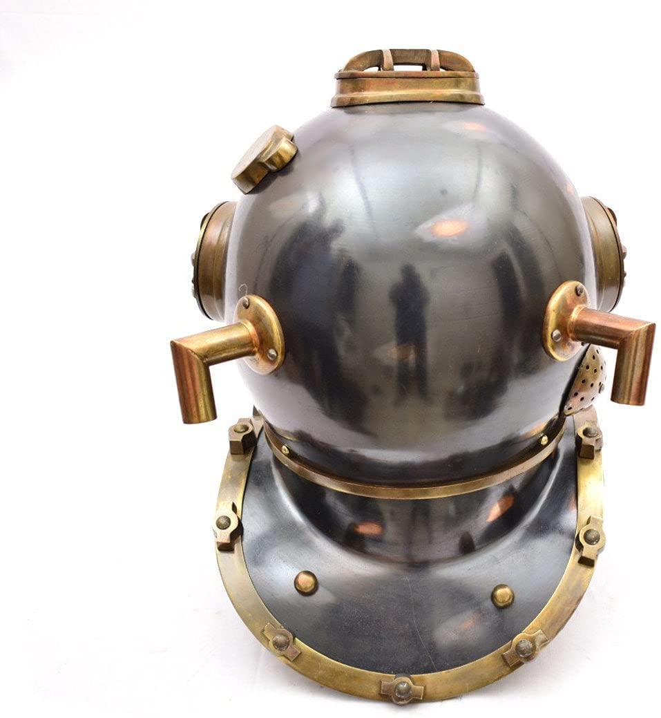 Casco de buceo náutico hecho a mano, buzos de la Marina Real Casco de buceo con acabado negro, regalo náutico perfecto para él ~ Artículo de regalo