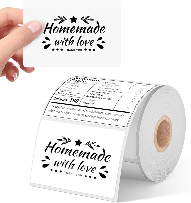 Phomemo 4x3 Thermal Labels for Shipping Label Printer 500PCS Water/Oilproof | Commercial Logo Stickers for Business Customized Compatible with JADENS/Nelko/KNAON/Rollo/MUNBYN and Other 4x6 Label Printers