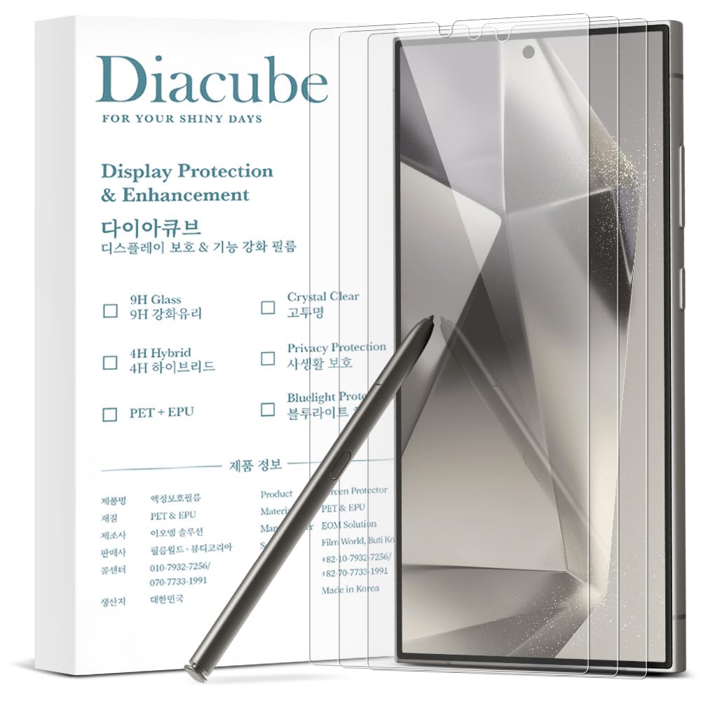 Diacube 3-Pack Paperfeel Anti-Glare Matte Screen Protector for Samsung Galaxy S25 Ultra, Anti-Fingerprint, Self-Healing, Highly Responsive Touch, Easy